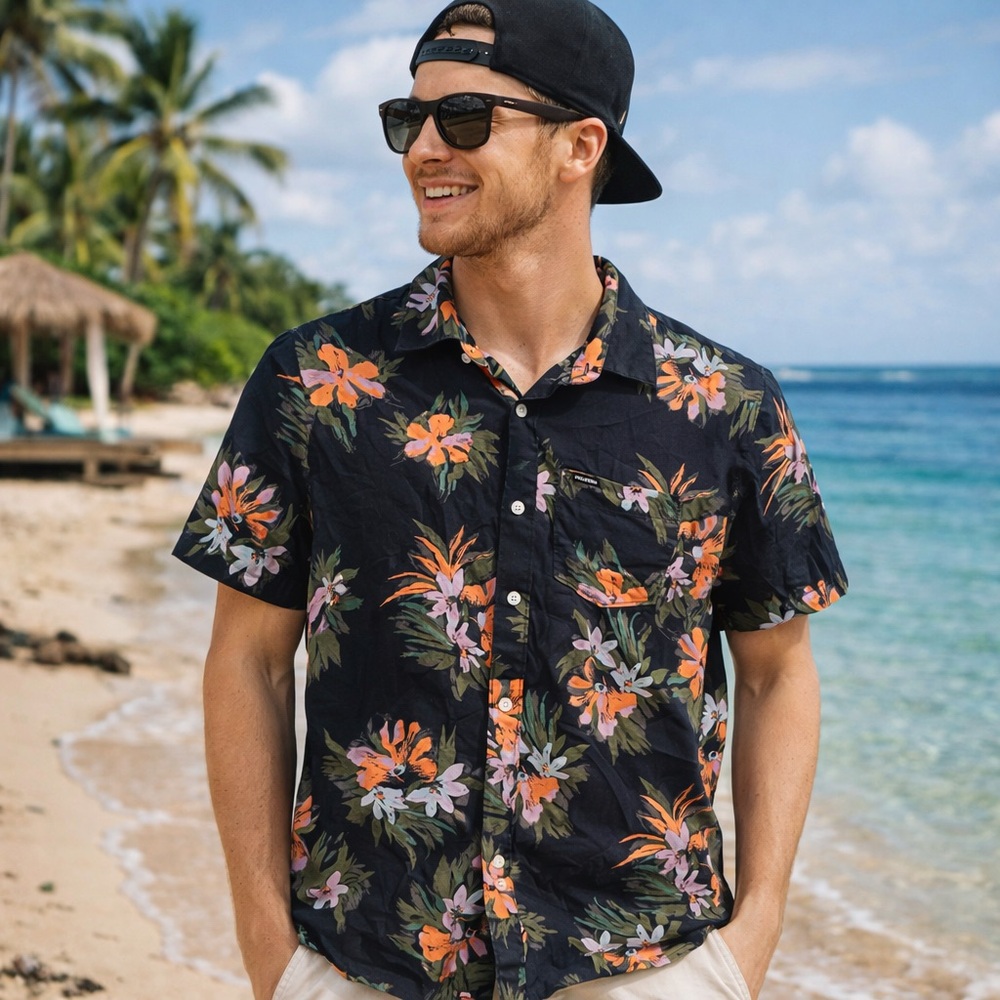 👕 Volcom Floral Button-Up Shirt | Tropical Print | Short Sleeve | Size Small
